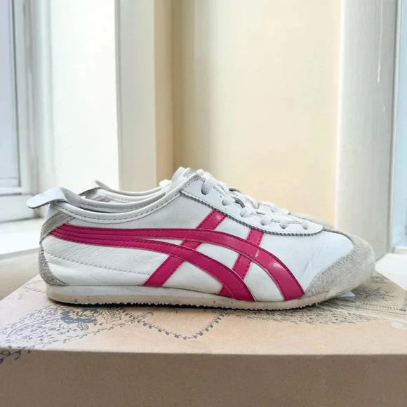 Onitsuka Tiger Mexico 66 ASICS Sneaker Shoes in White Pink Womens 8 - Picture 1 of 10